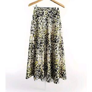 Miss guided Women's Sz 4 Satin Pleated Midi Skirt Cheetah Print